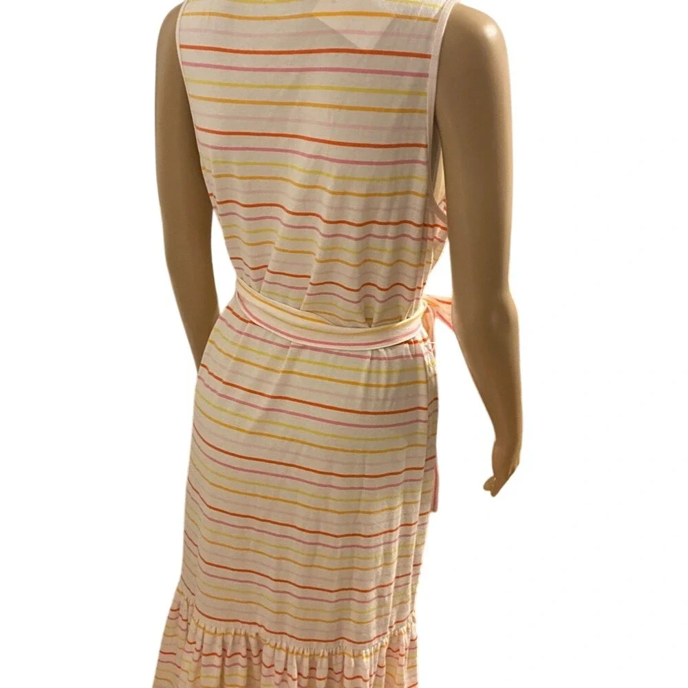 Striped‎ Midi Dress Sleeveless Tie Waist Casual Summer Sundress